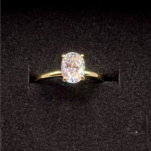 NIB 925 Sterling Silver 14K Gold Plated & 1 CT Zircon Ring Size 8 - Picture 10 of 16